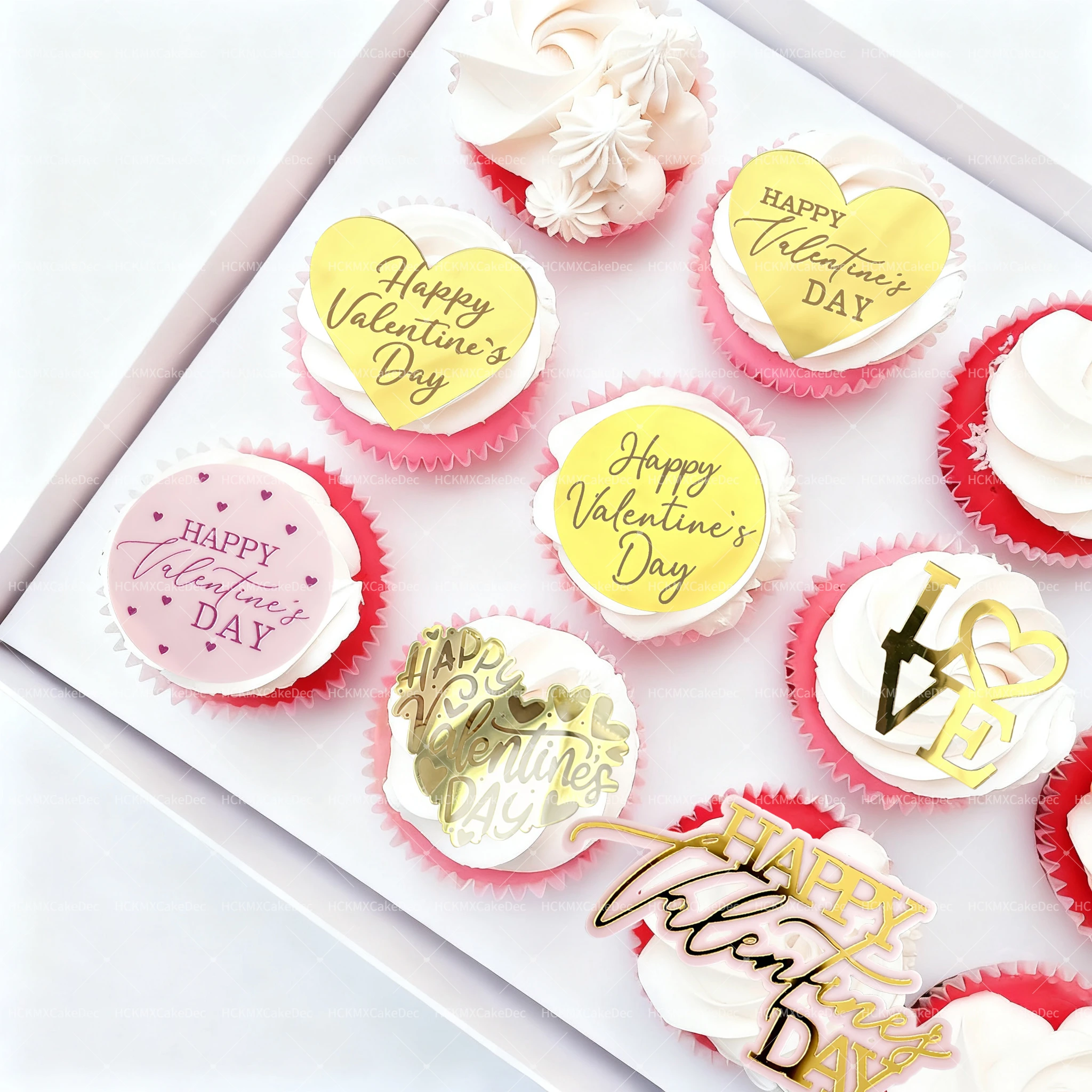 10/5pc Acrylic Happy Valentine's Day Love Cupcake Topper Decor，for Valentine's Day Wedding Party DIY Cupcake Decoration Supplies