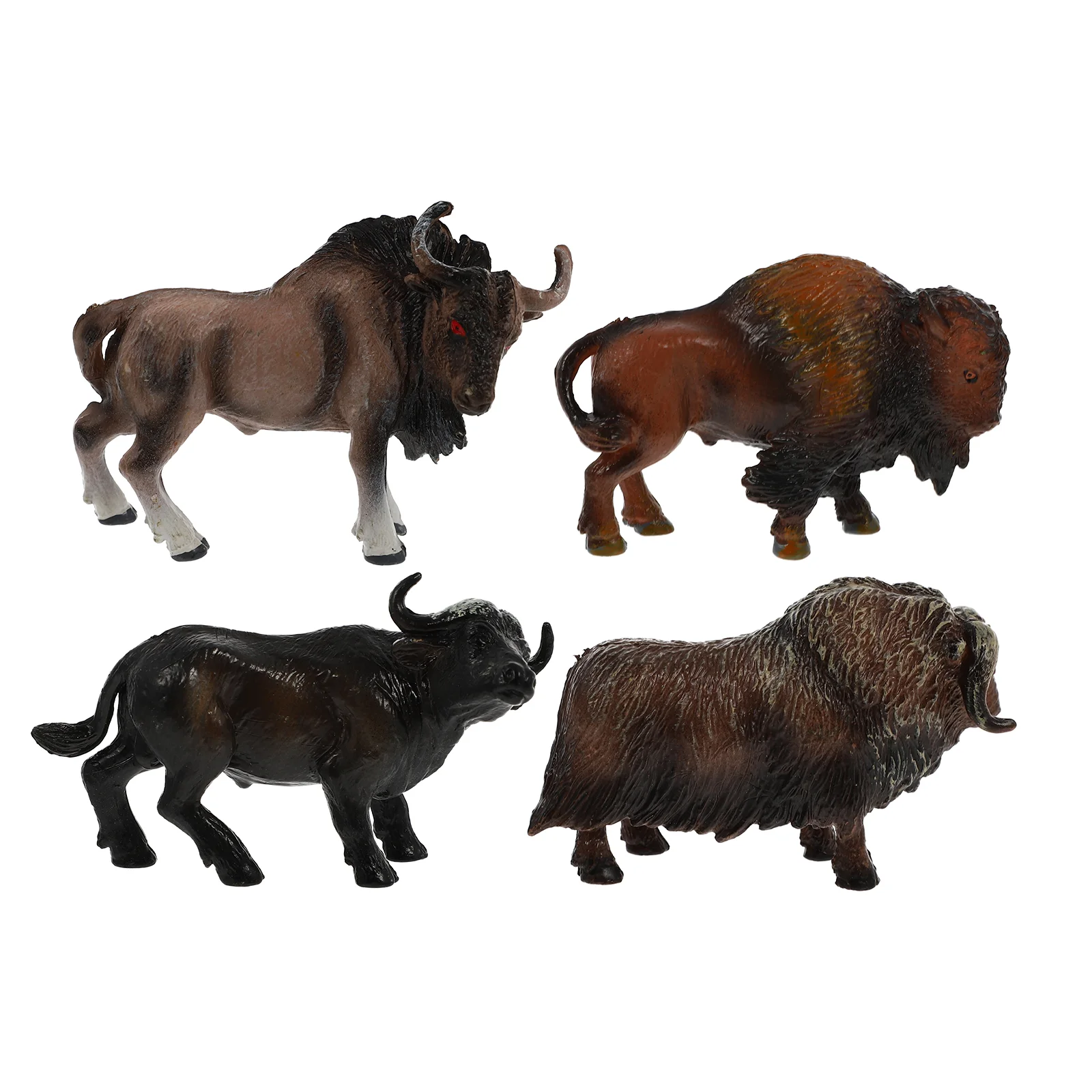 Modelo de juguete de vaca, adorno en miniatura, modelos de relleno, decoración del hogar, animales salvajes, adornos bonitos simulados de plástico, 4 Uds.