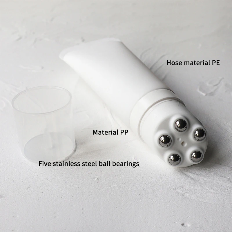 Hot 1Pcs 100g Cosmetic Soft Tube Steel Ball Massage Bottle Neck Cream Body Lotion Massage Cream Repeatable Plastic Container ﻿