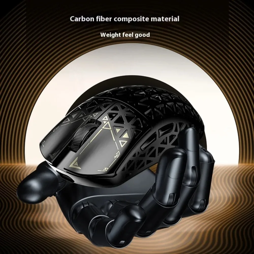 Ipi float mouse leve oco fibra de carbono personalizar ergonômico gamer ratos 3 modo bluetooth acessórios de jogos sem fio