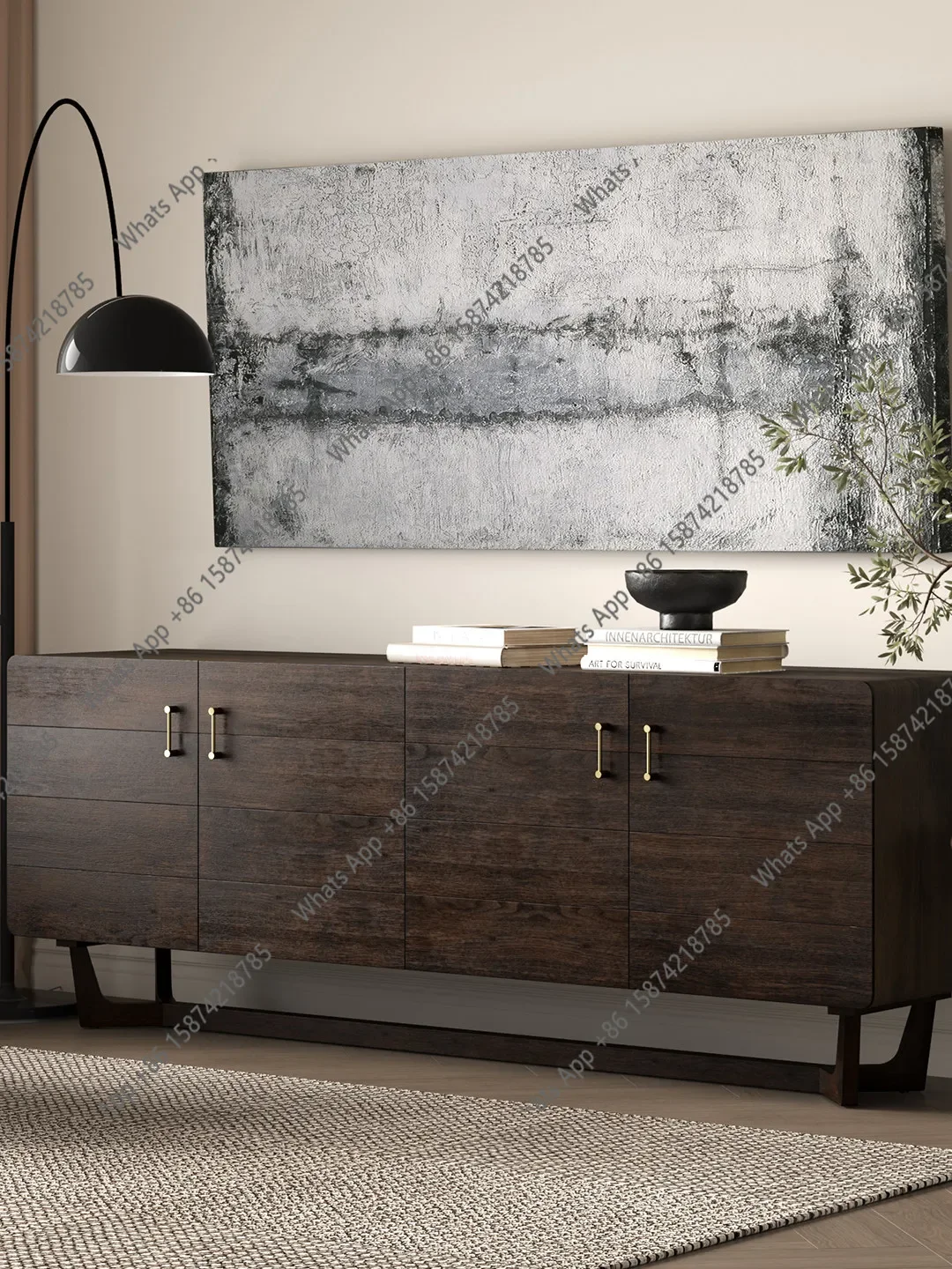 X65 Imported Furniture: Nordic Expression Solid Wood Oak TV Cabinet, High-end Retro Medieval Sidecabinet Designer Model
