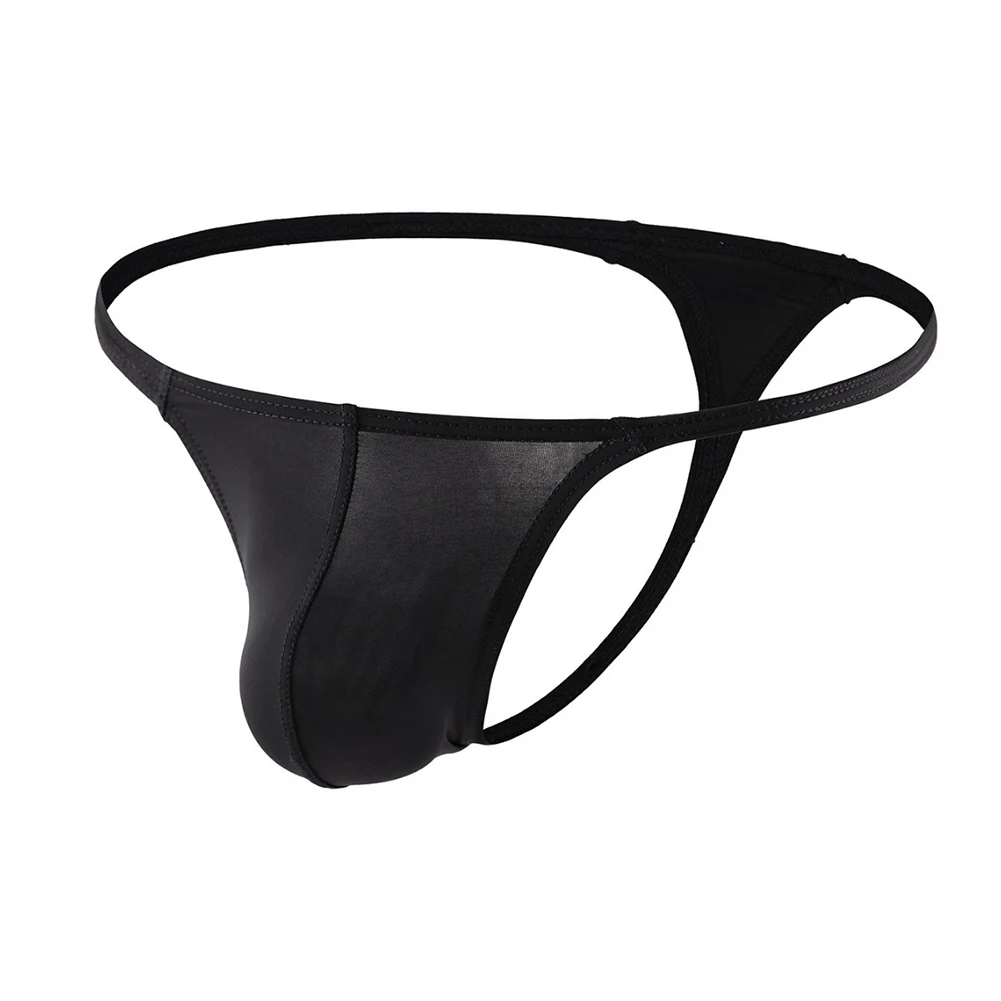 

Men's Sexy G-strings Pouch Bikini Bikini Underwear Low Waist Solid Panties Ice Silk Underpants Big U Convex Pouch Thongs Trunks