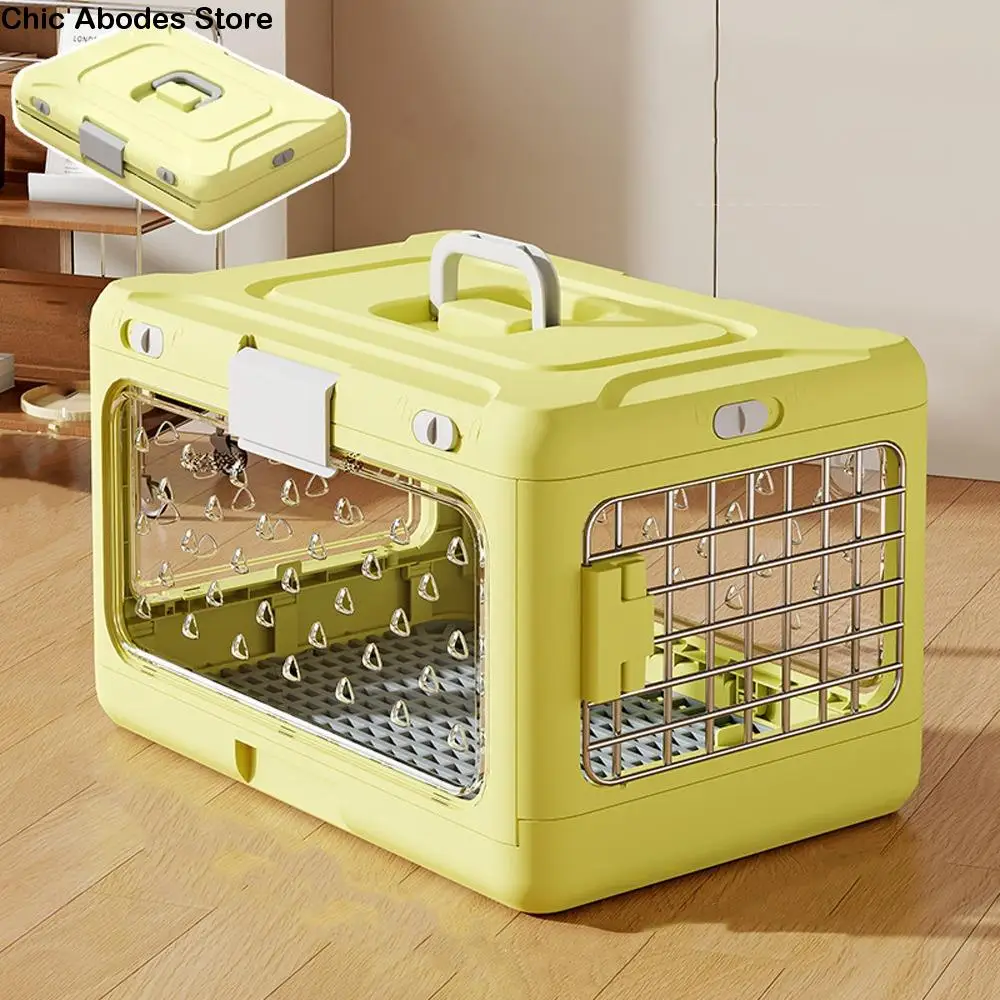 

Portable Collapsible Pet Carrier Box Breathable Thickening Cat Transport Box Plastic with Handle Pet Travel Cage Car Carrying