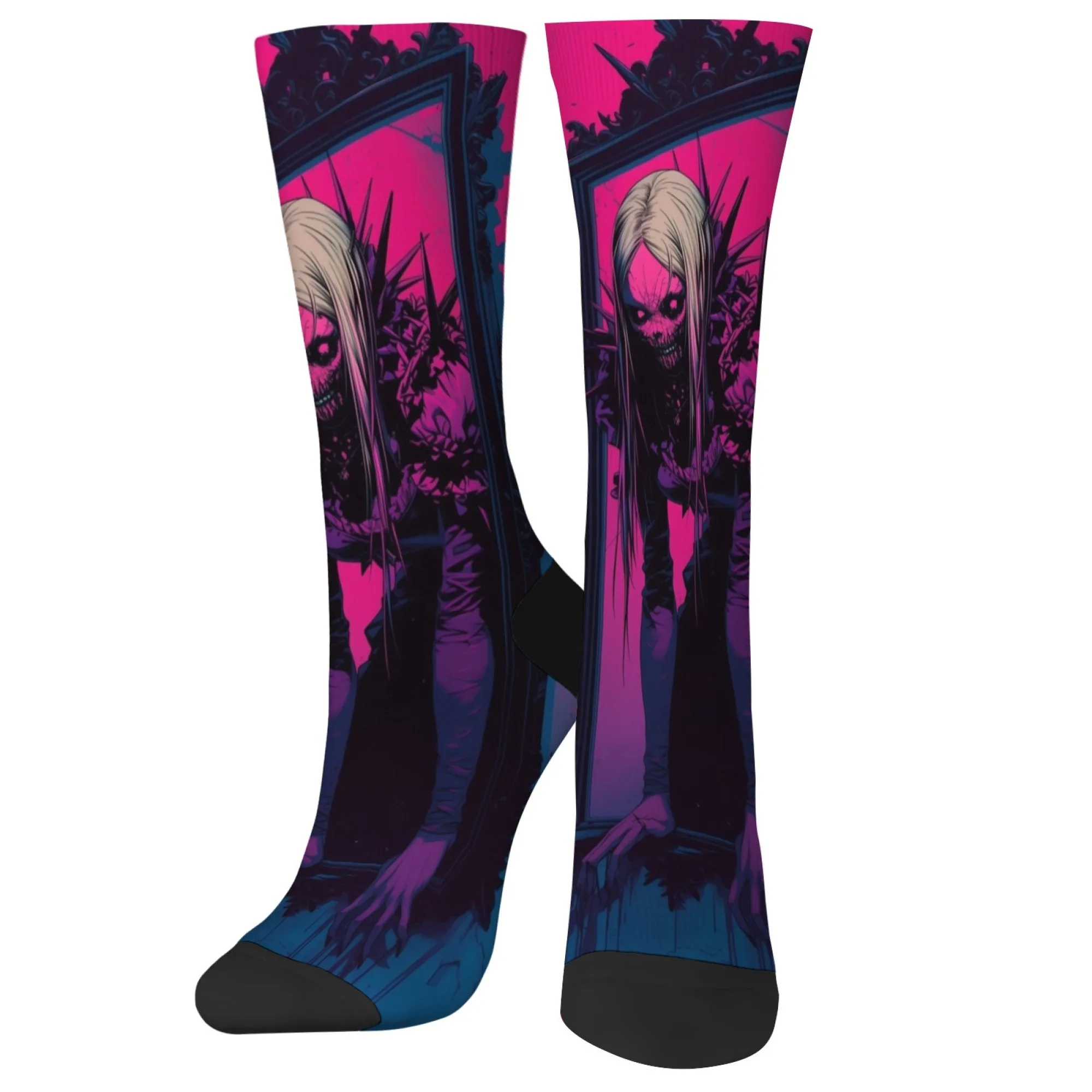 النيون القوطية الظلام الخيال الجمجمة جوارب بناتي مطبوعة طاقم الجوارب لباس غير رسمي لعشاق القوطية هدية مثالية لجماليات الظلام