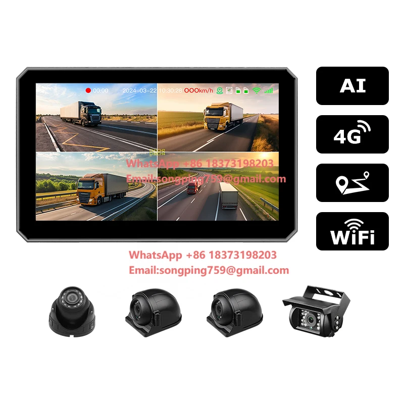 

10Inch AI BSD Blind Spot Pedestrian Vehicle Detection RV Backup Camera System With Waterproof DVR Monitor for Truck Bus