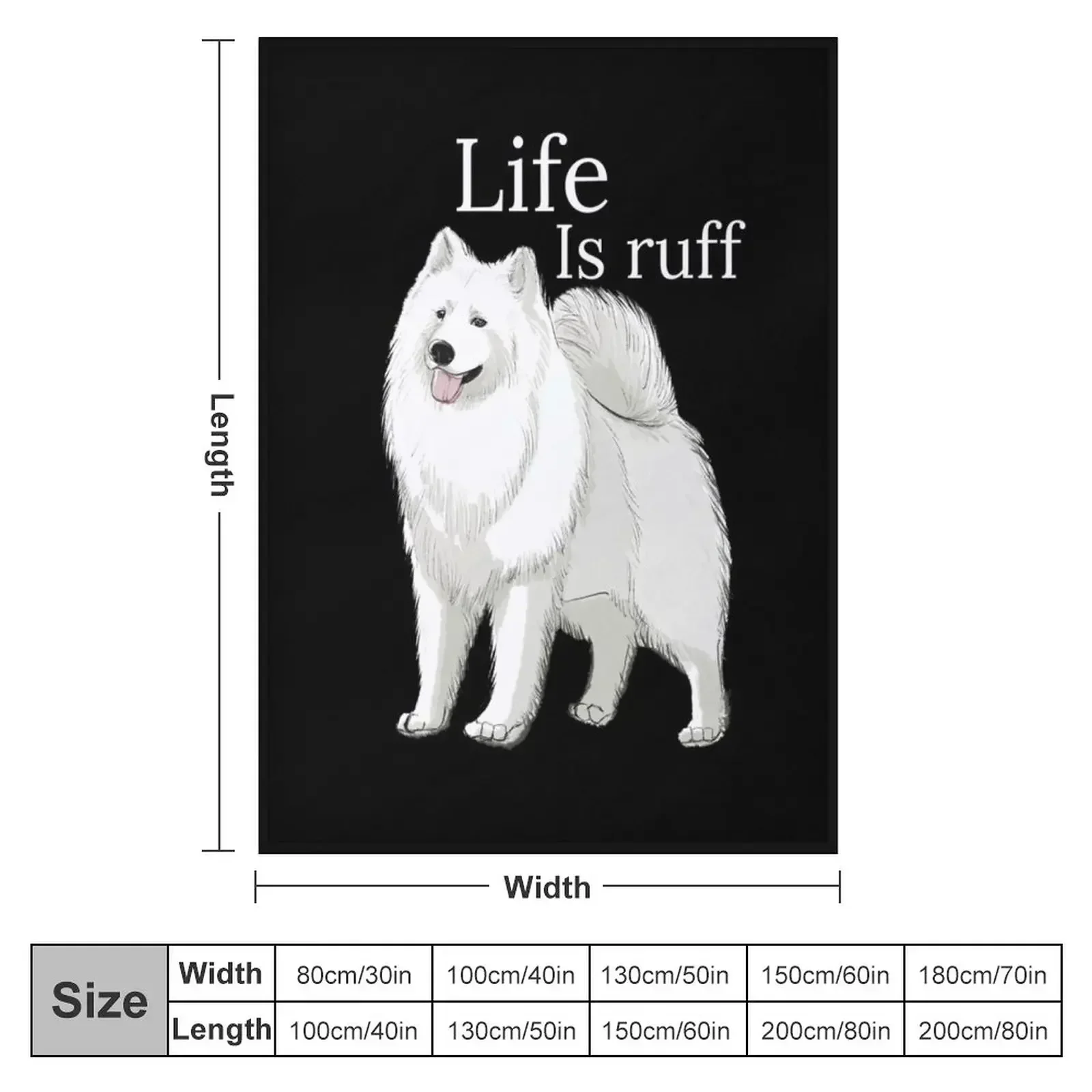 Samoyed Life Is Ruff Throw Blanket couch cozy soft plush fuzzy picnic outdoor blanket