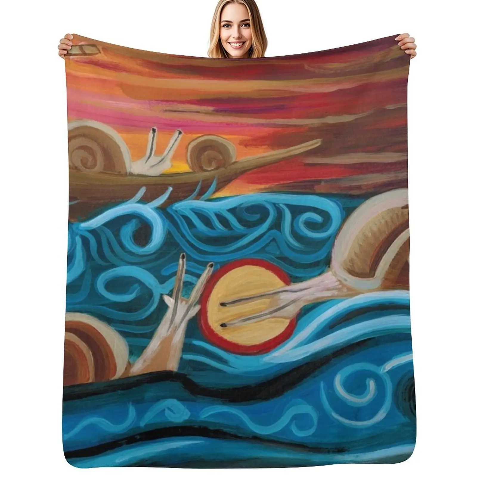 

Snail Jesus Walks on Water and Saves Drowning Peter Throw Blanket Shaggy Flannels Blankets For Sofas Designers Blankets