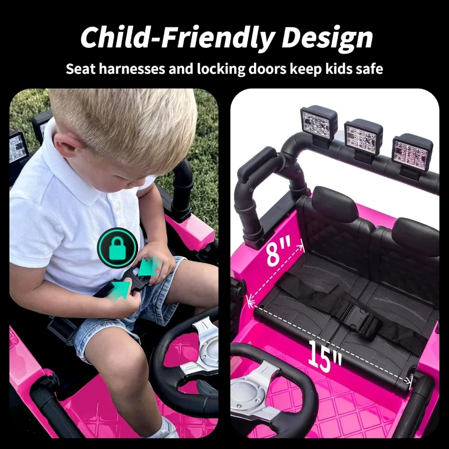 Samochodzik dla dzieci 24V, elektryczny pojazd dla dzieci, zabawka ciężarówka dla maluchów 3-5 lat z pilotem, silnik 400W - Różowy