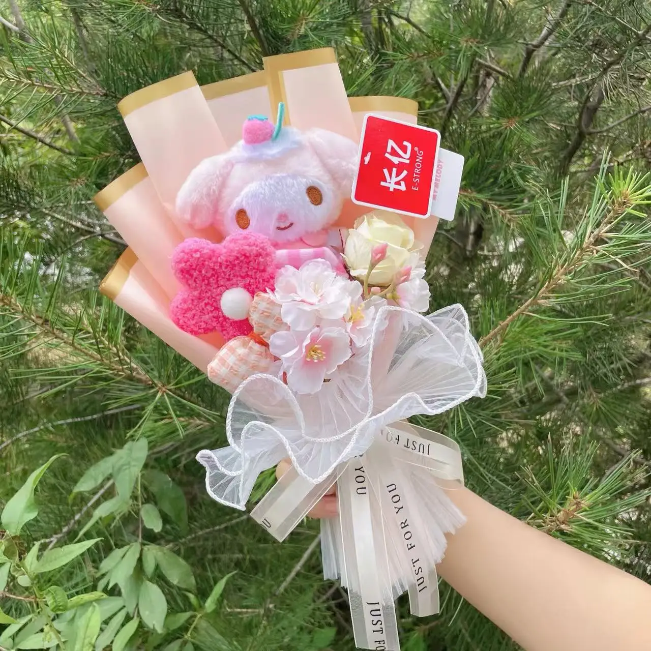 Cartoon My Melody Kuromi Cinnamoroll Kt Katze Plüschpuppe Kreativer Blumenstrauß Valentinstag Weihnachten Abschluss Geburtstagsgeschenk