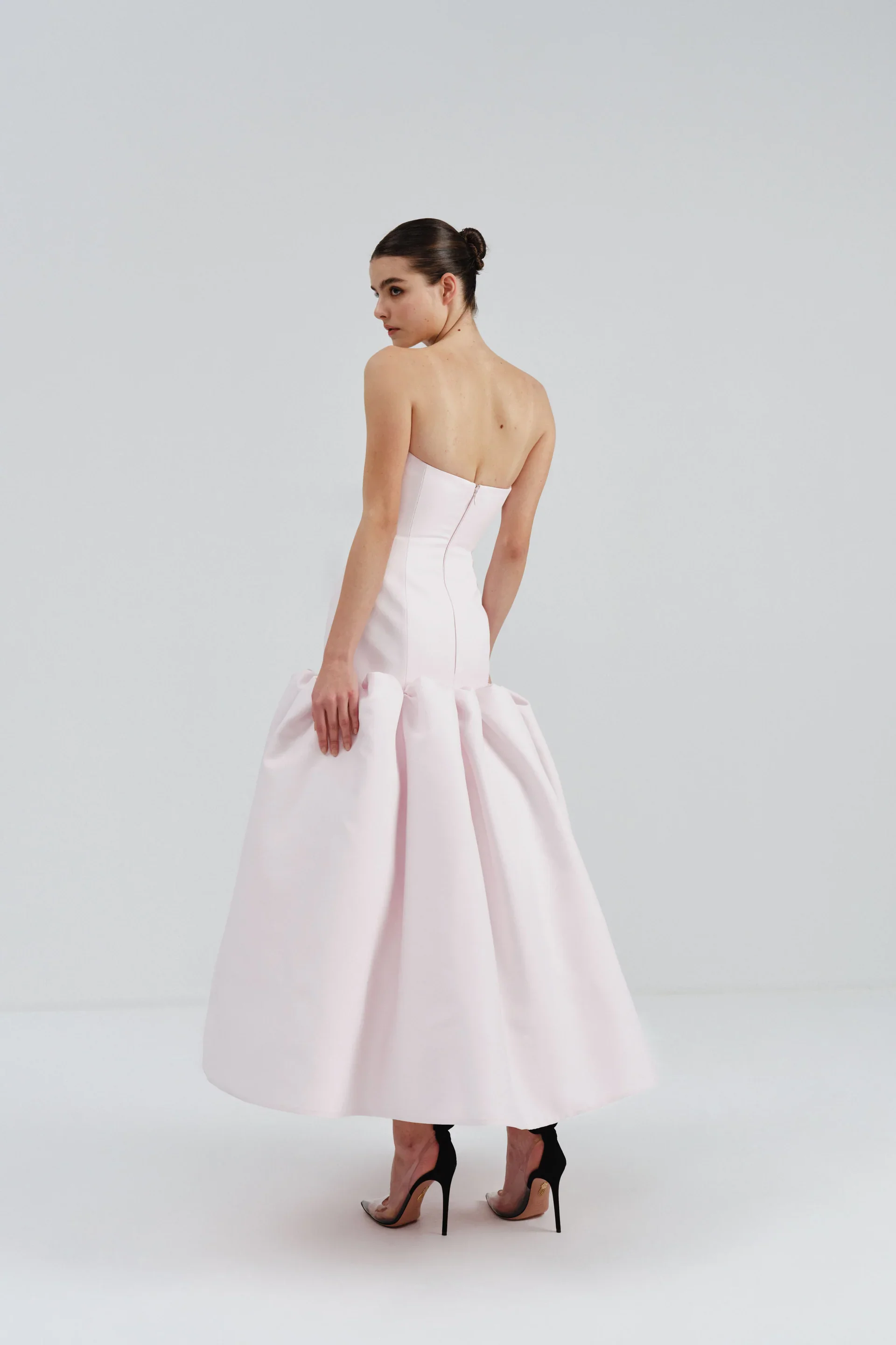 Elegante hellrosa A-Linie zum Party, herzförmig, drapiert, weibliches formelles Kleid, Brautkleider, knöchellange Damenkleider