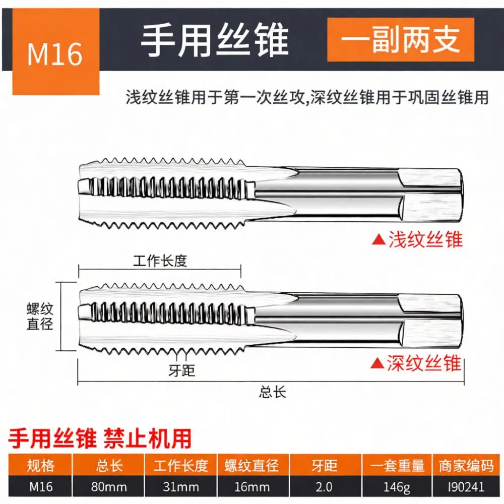 For Niuxiang Industrial Precision Hand Tap Set Metric Straight Flute Threading Tool High Durability Metal Processing Gear