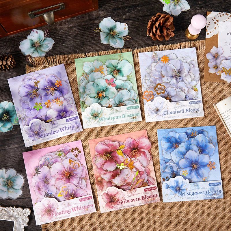 

Mr Paper 60 шт. Misty Mist Flower Series ПЭТ наклейки горячего тиснения винтажный цветочный справочник DIY альбом фоторамка чехол для телефона