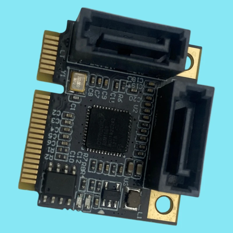 Mini PCI Express to 2 Ports SATA 3.0 6Gbps Expansion Card Dual SATA III Controller Adapter for 2.5