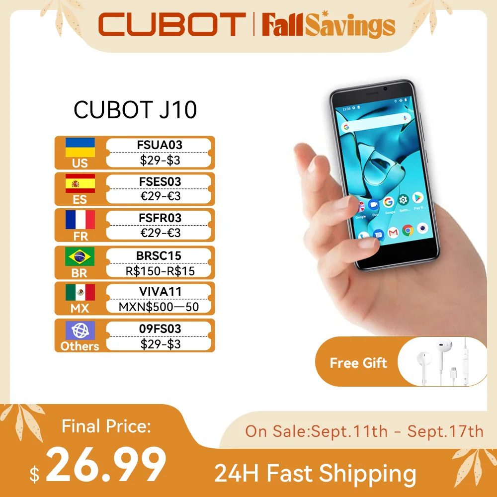 Cubot J10, smartphone, Android 11, tela de 4 polegadas, telefones celulares MINI, 32 GB de ROM, Dual SIM 3G, identificação facial, bateria de 2350mAh, câmera traseira de 5 MP, celular barato com frete grátis