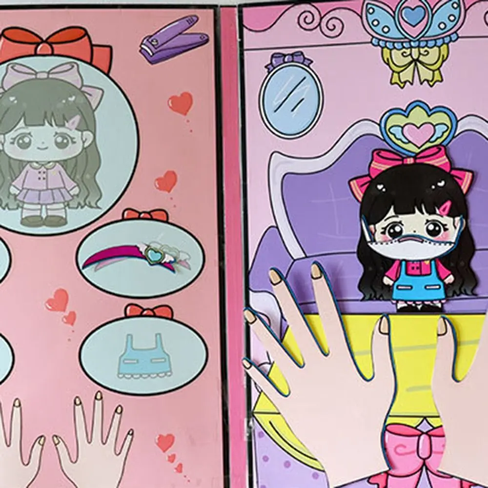 Ontwikkelingsspeelgoed 3D Nagelwinkel Rustig Boek Interactief Creatief DIY Aankleedspeelgoed Puzzelstijl Ambachtelijke Make-up Rustig Boek Meisjesspeelgoed