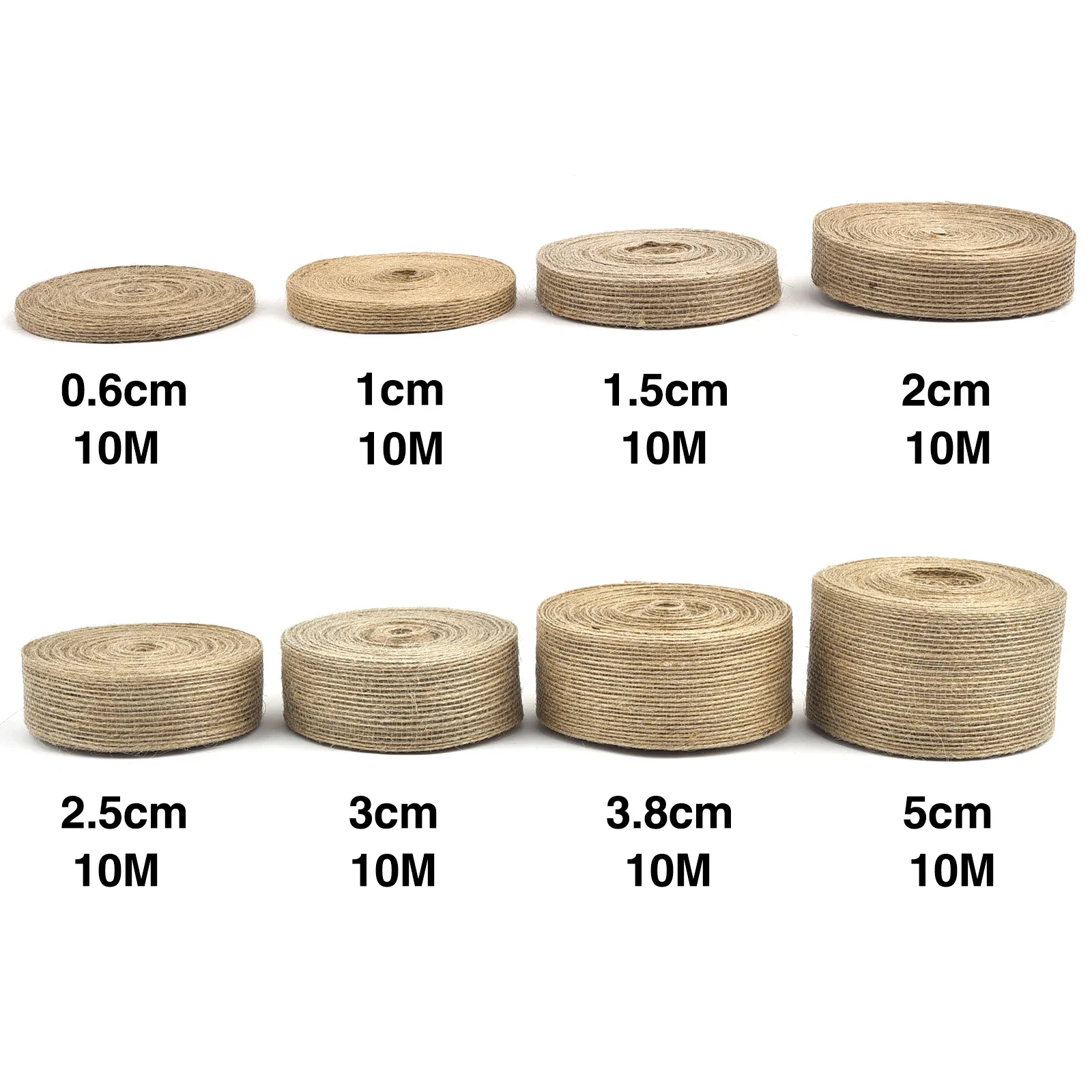 10m 6mm-50mm Natural Vintage Jute Burlap Ribbon For Weddings Belt Strap Floristry Party Christmas Decoration DIY Gifts Packing