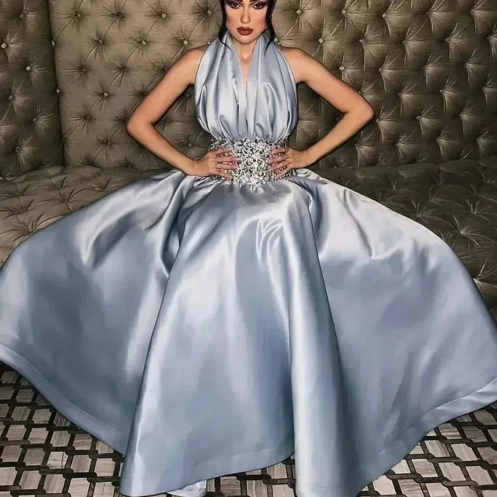 Robes de bal personnalisées, exquises, de haute qualité, avec ceinture plissée, ligne a, col en v, longues, rétro, Sexy, Style moderne, classique