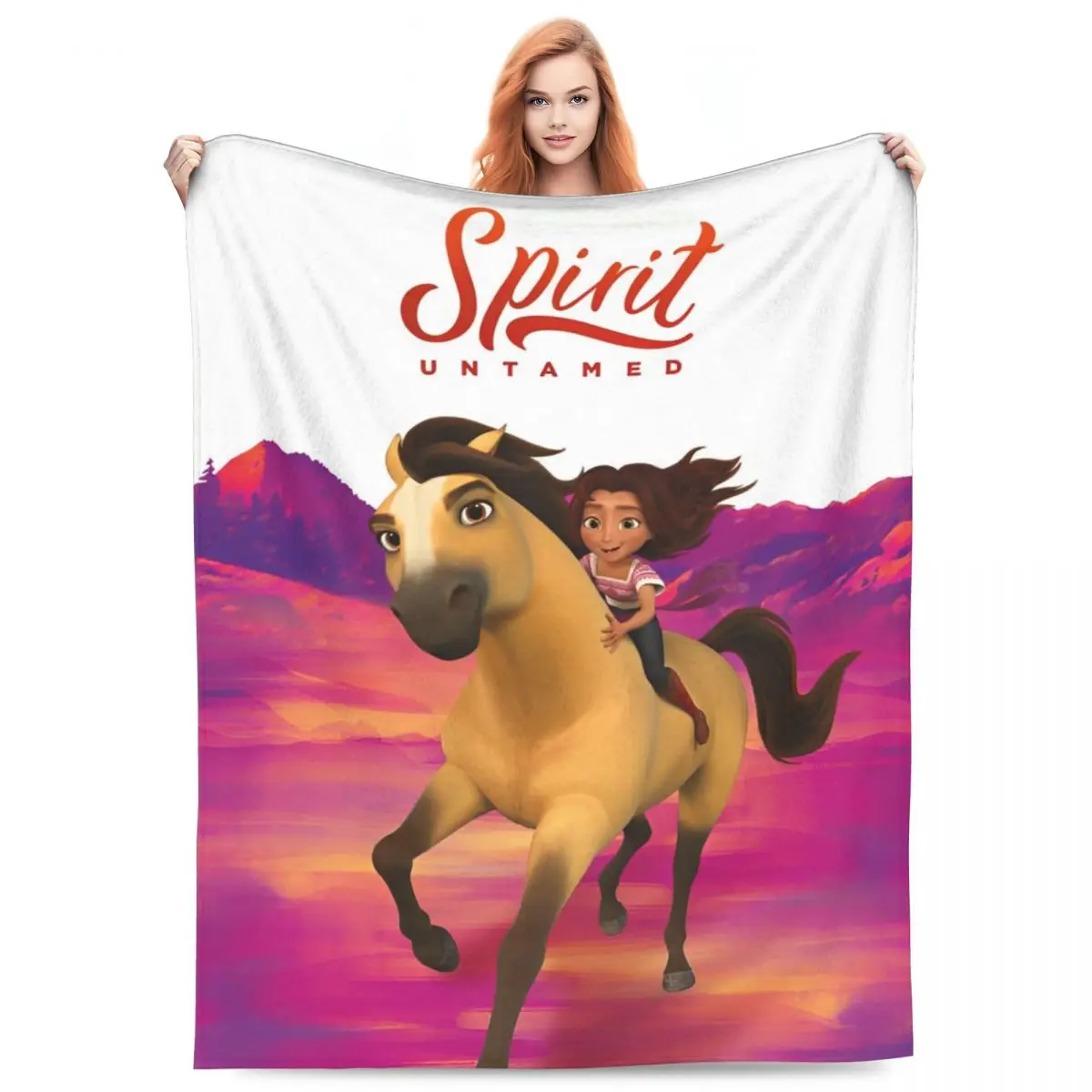 Spirit Riding Free Cartoon Horse Throw Blanket Merch For Bed Comfortable Throw Blankets Christmas Gifts