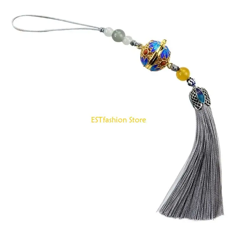 Y5GC Unique Hollow Pendant Keychain Jewelry Flower Pendant Rope Keychain Light Blue Keyring Women's Fashion Keyring Ornament