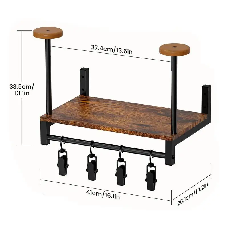 Motorcycle Helmet Rack Wall Mounted Wooden Hat Rack Hat Leather Storage Rack With 4 Clips For Shoes And Hats Storage