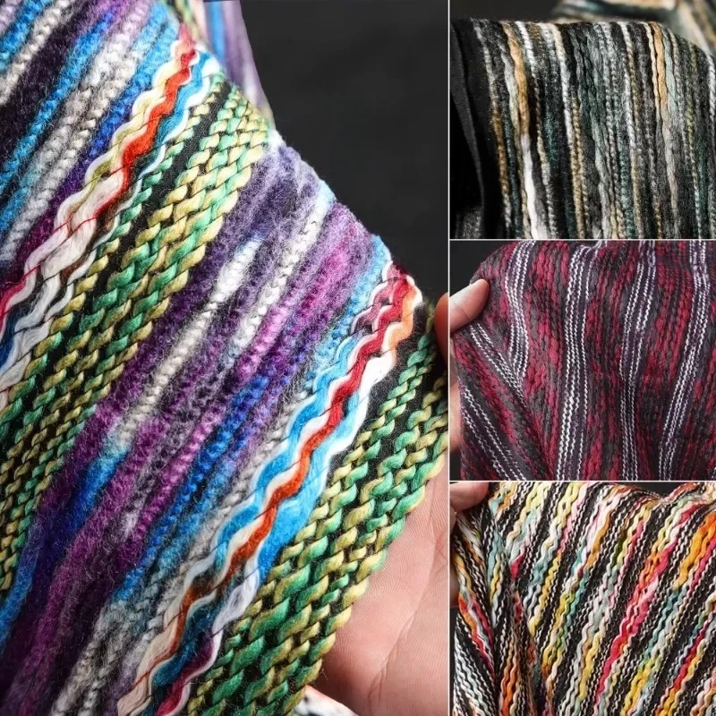 

Knitting Fabric Contrast Woolen Coat Bag Clothing Designer Apparel Sewing Fabric Cloth for By The Meter Diy Rayon Material