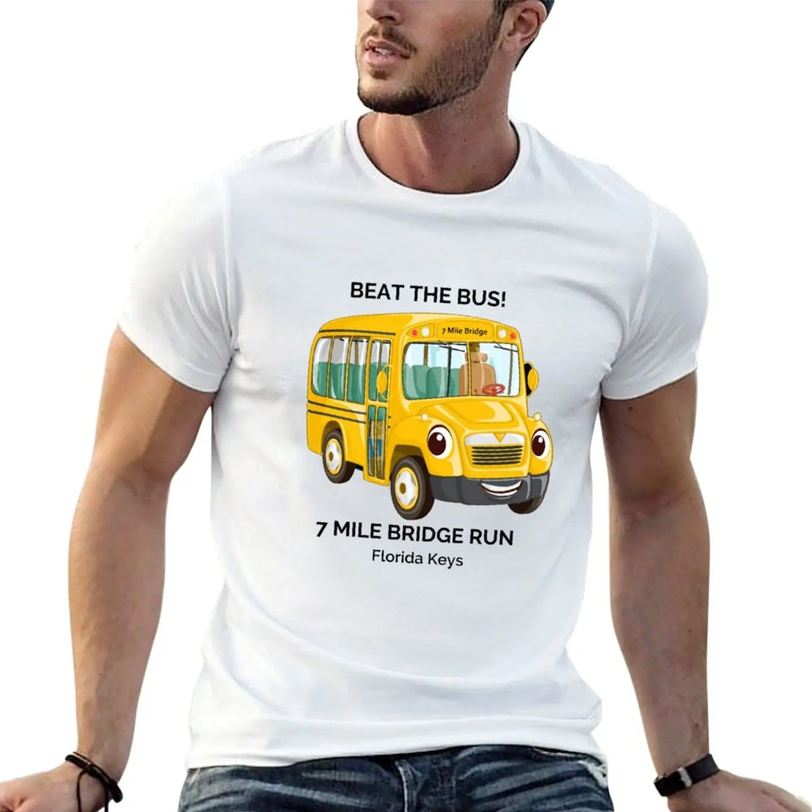 

Beat The Bus - футболка Seven Mile Bridge Run, мужские футболки с индивидуальным принтом, высококачественная футболка люксового бренда