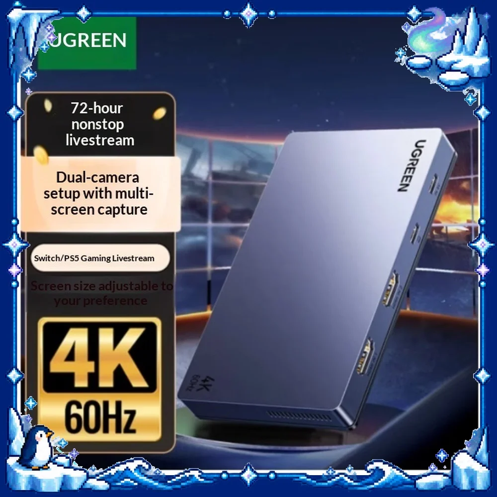 UGREEN 35869 Video Capture Card UG705 Dual HDMI 4K60Hz Input Recording for Camera PS4 PS5 Xbox Multi Camera Live Streaming