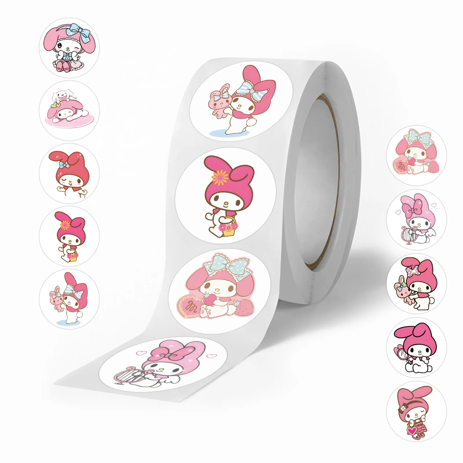 

500Pcs/Roll Cartoon Sanrio Cartoon Melody Graffiti Sticker Fun Creative DIY Decorative Refrigerator Wardrobe Scooter Suitcase