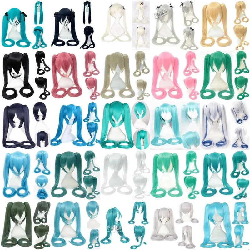 28 Colors Miku Cosplay Wig Long Heat Resistant Synthetic Hair Clip Ponytails Wigs   Wig Cap