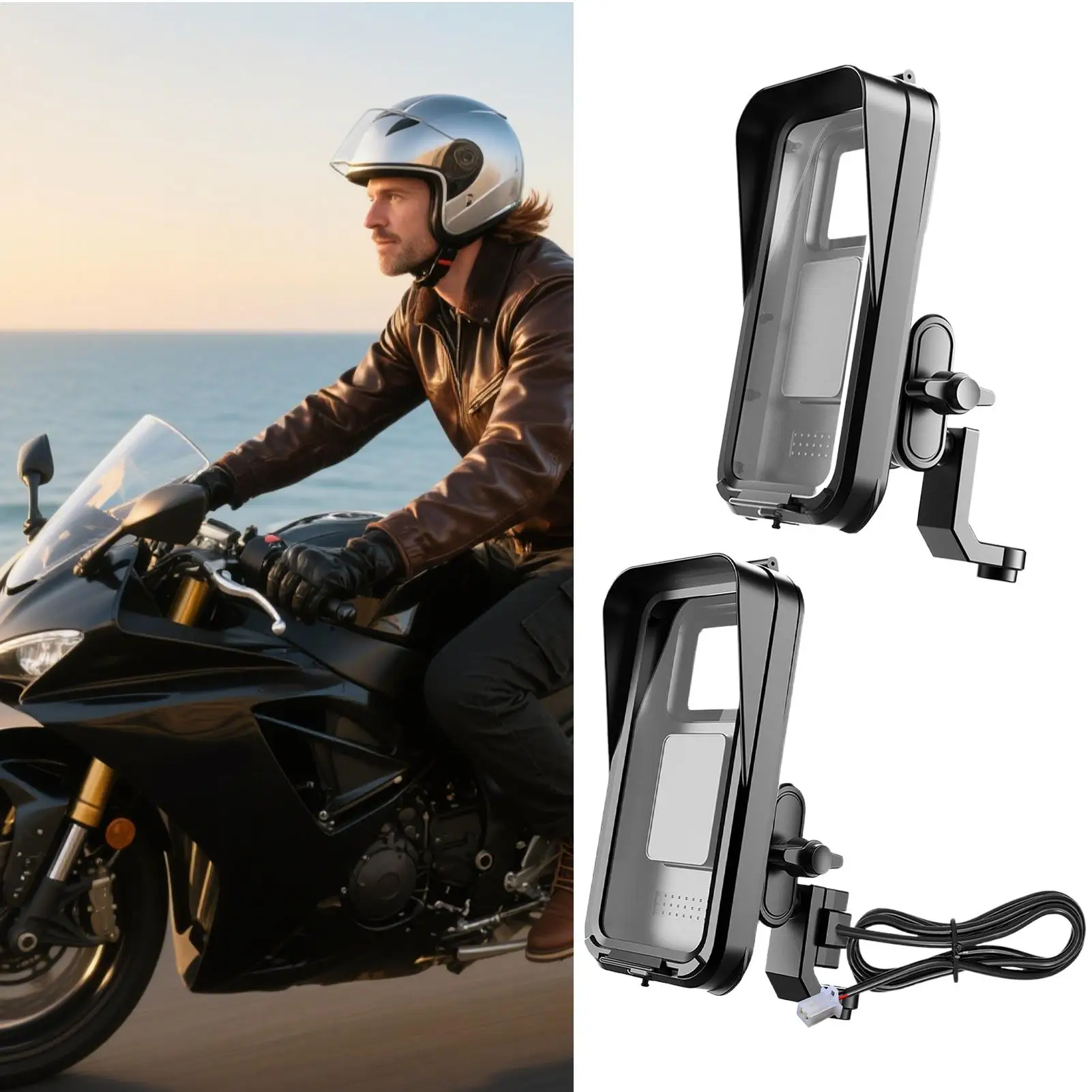 

Держатель для телефона на руль велосипеда, водонепроницаемый держатель для телефона на велосипеде с дождевиком, принадлежности для велоспорта для вождения, дорожная навигация, GPS