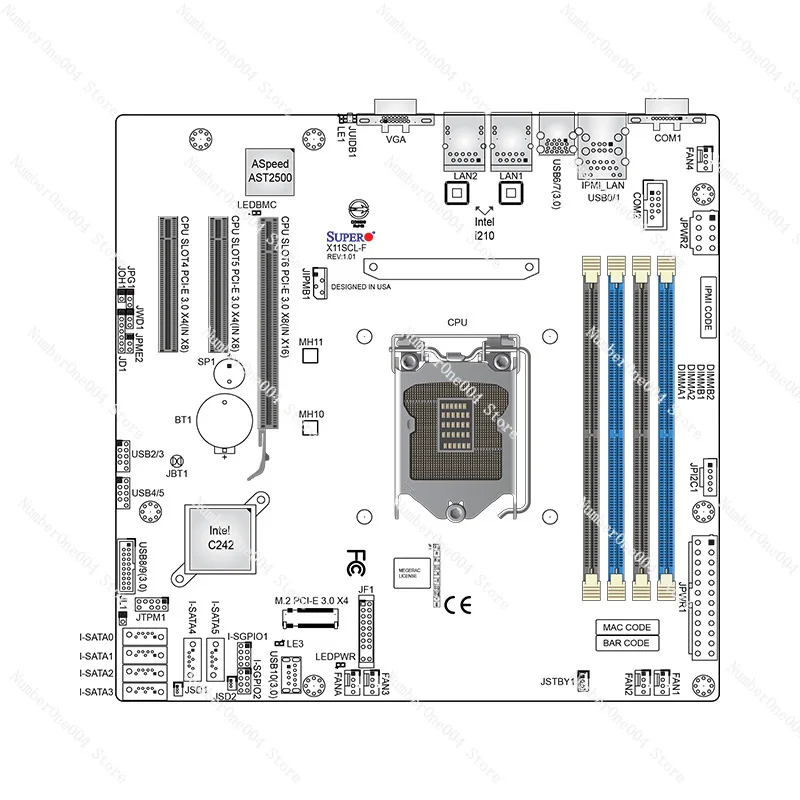 Super Micro X11SCL-F Single Channel Server Motherboard C242 Chip 1151 Socket IPMI Remote Management M-ATX Version