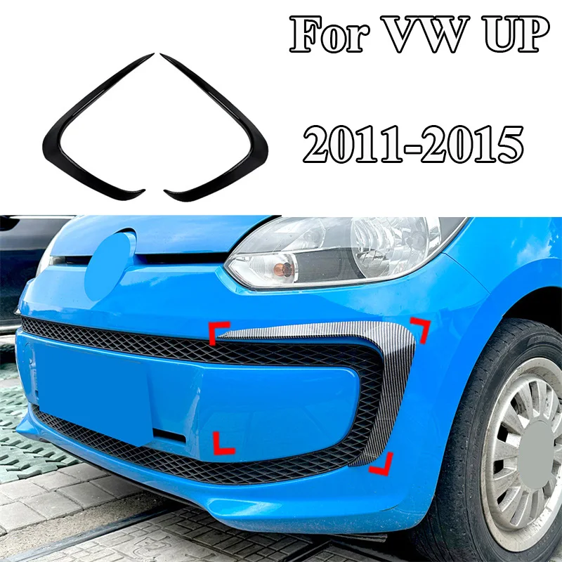 Glossy Carbon Black Wind Knife Front Fog Lamp Bumper Splitter Spoiler Canard Trim Cover stickers 2011 - 2015 For VW UP