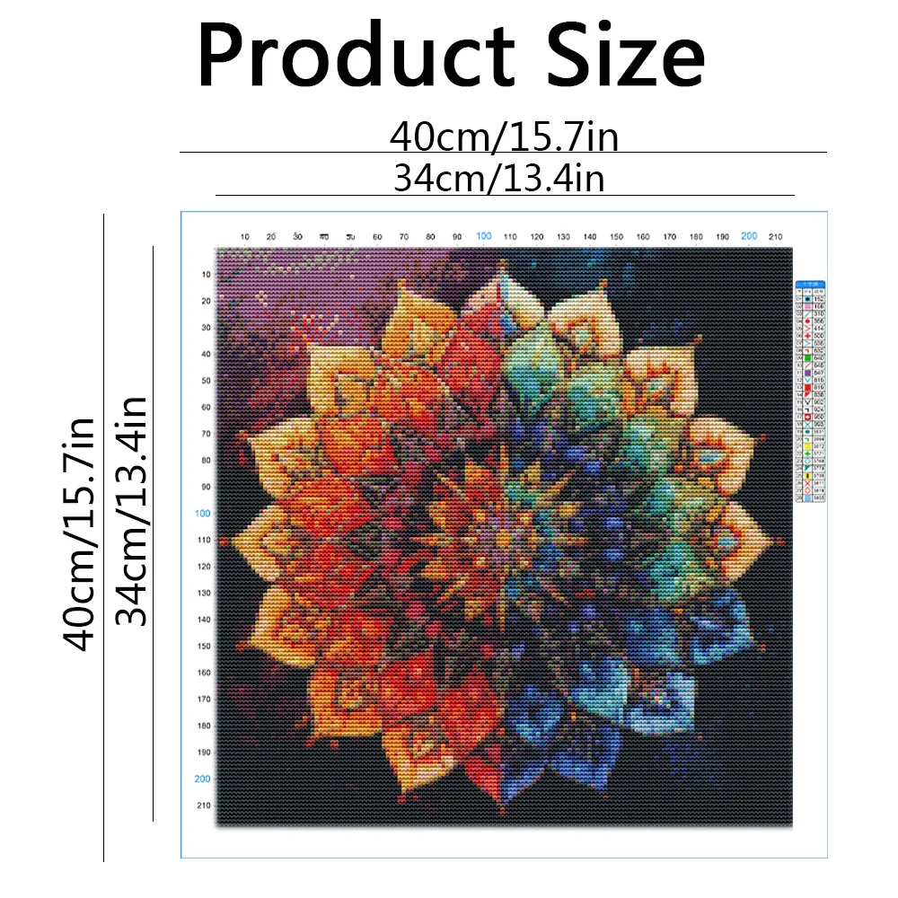 Cross Pattern Mandala Flower Cotton Thread Needlework Printed Canvas DIY Kits Home Decoration Gift - view 2