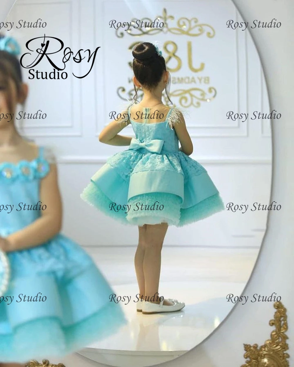 Stylish Turquoise Girl's Party Dresses Mini Puffy Princess Pageant Prom Gowns A-line Tiered Short Birthday Outfit