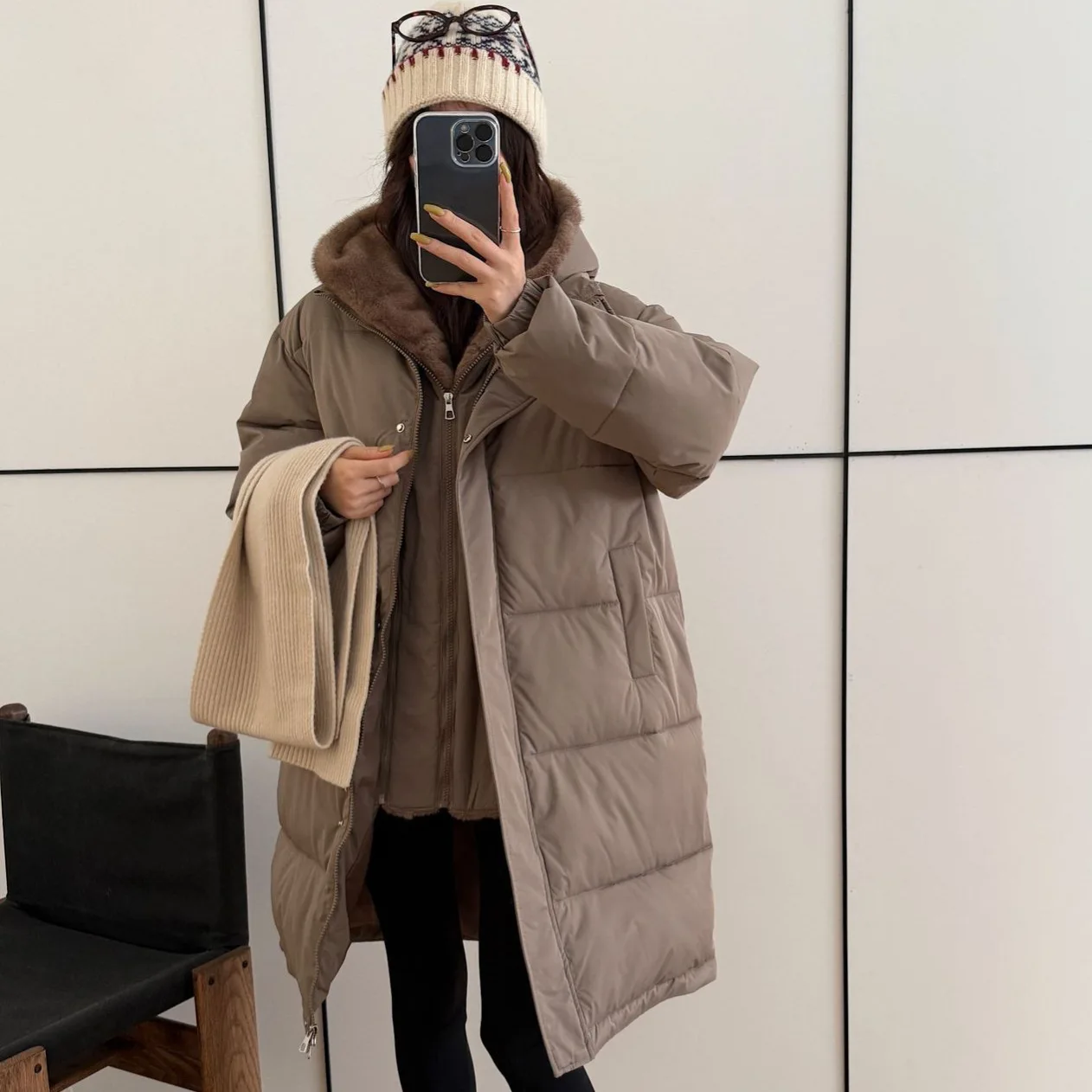 Parkas Women Mid Length Coats Two Fakes Turn Down Collar Jackets Thick Warm Y2k Streetwear Elegant Jacket Autumn Winter 2025