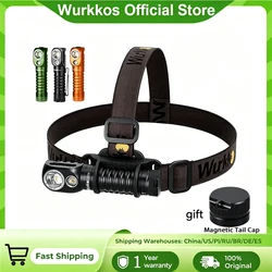 Wurkkos HD20 Headlamp Rechargeable 21700 Headlight 2000lm Dual LED LH351D XPL USB Reverse Charge Magnetic Tail Work Camp Light