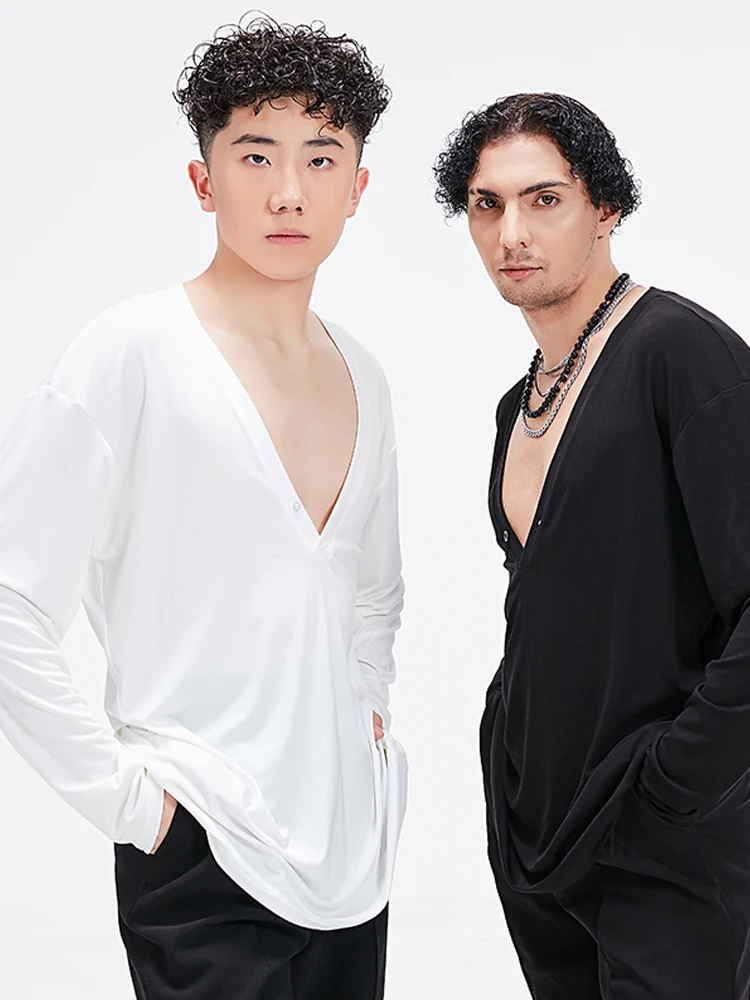 2025 chemises amples à col en v hauts de danse latine pour hommes Samba Chacha Tango adulte mâle danse latine Performance scène Costumes XH3602