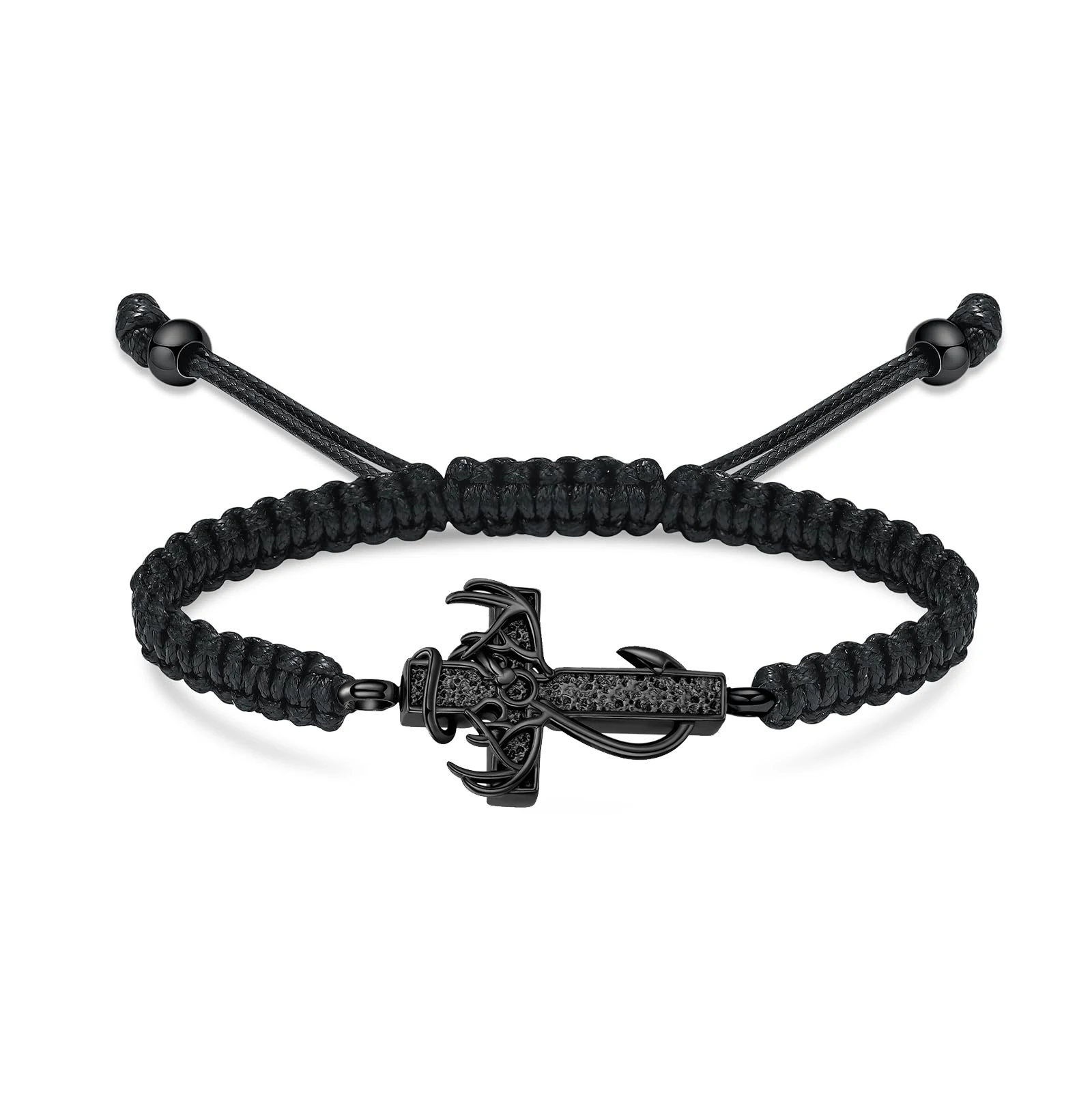 

Fish Hook Cross Urn Bracelet for Ashes for Men Women Handmade Braided Rope Cremation Keepsake Pendant Deer Antler Ashes Holder M