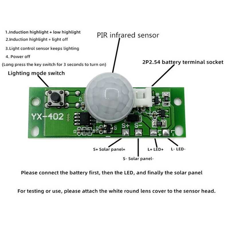 ●DIY Kits Solar Night Light Circuit Board Control Sensor Lithium Battery Charger Induction Distance-A57M