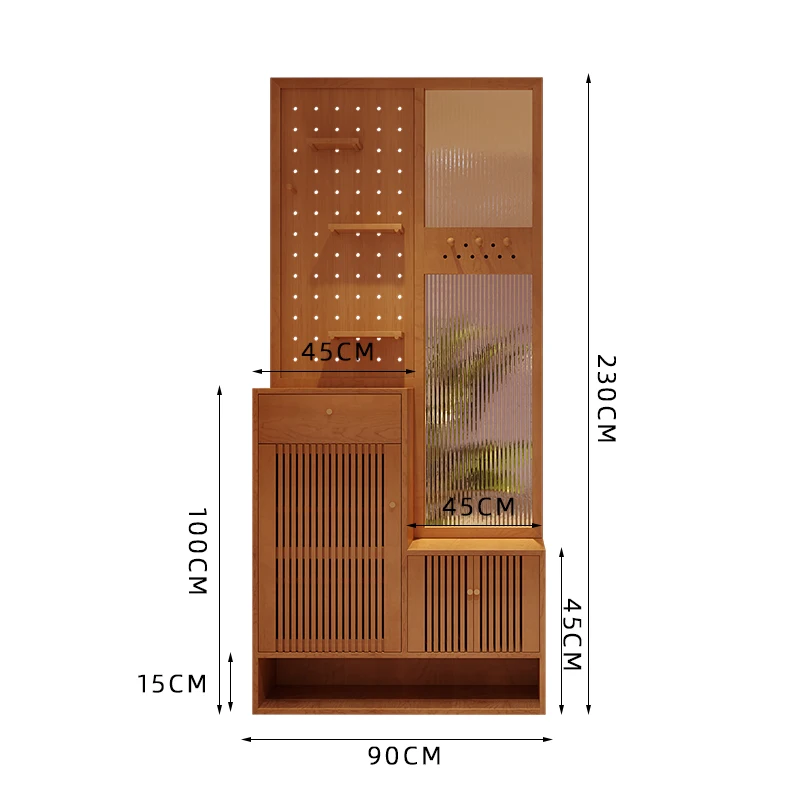 SM household solid wood entrance screen cabinet shoe changing stool integrated partition living room shoe