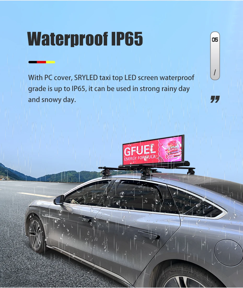 SRYLED P5 Outdoor Full Color Double Sided Led Screen Taxi Roof Sign Top Advertising Screens for Cars