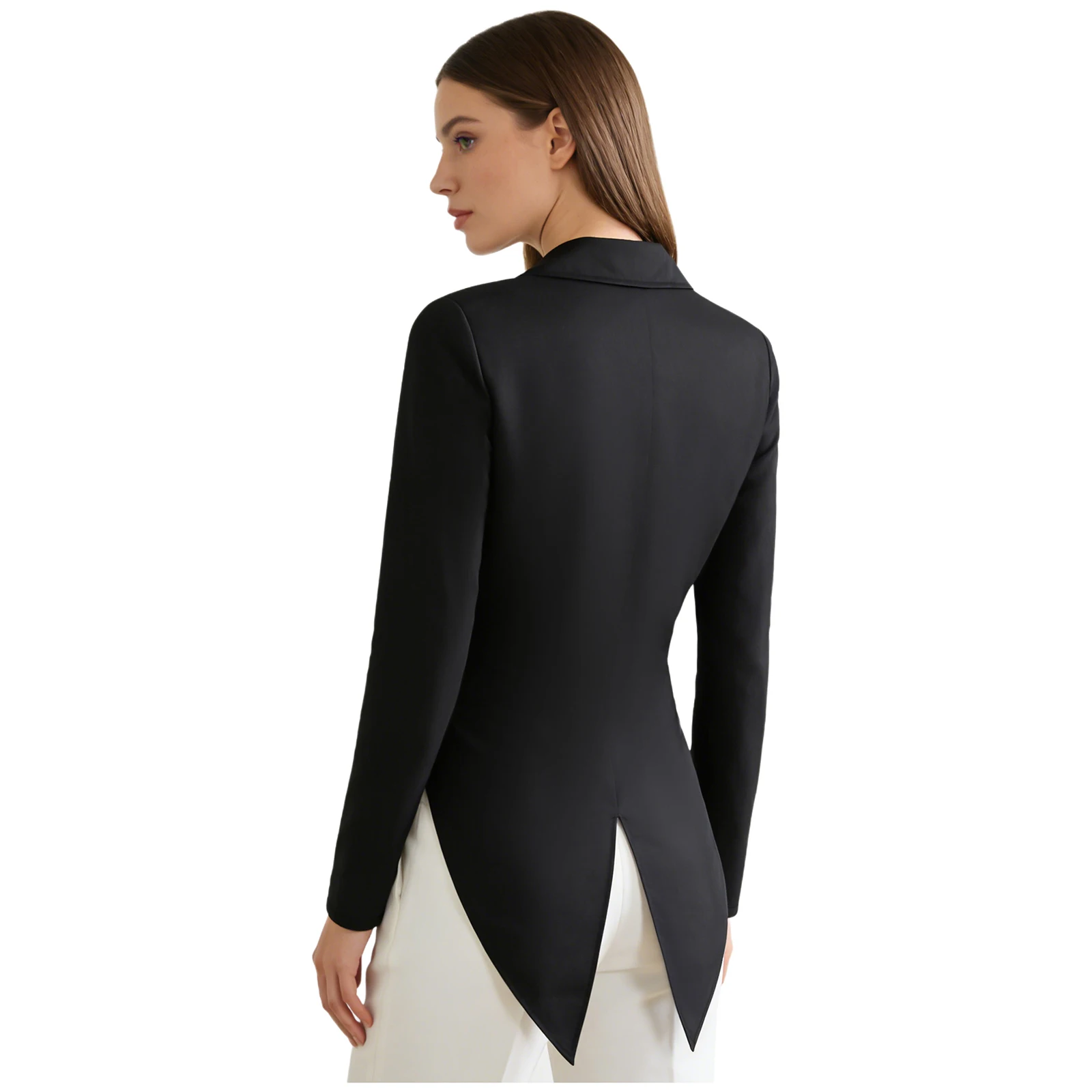 

Womens Tailcoat Blazer Top Vintage Swallowtail Jacket Lapel Open Front Tuxedo Coat Outerwear Cocktails Waitress Cosplay Costume