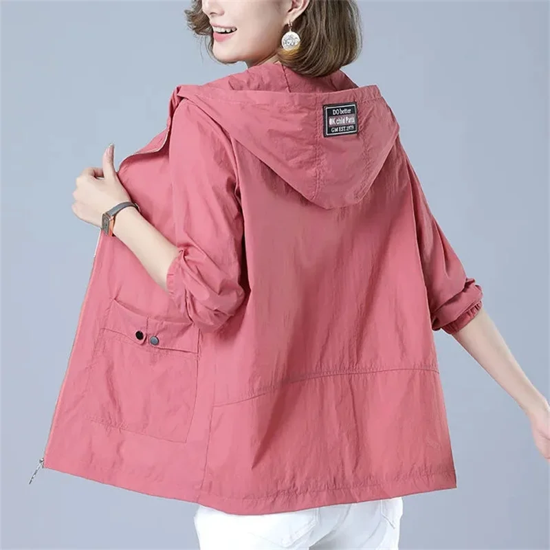 Women Sun Protection Clothing 2023 New Summer Jacket Anti-Ultraviolet Coat Female Hooded Jacket Zipper Loose Outerwear Female