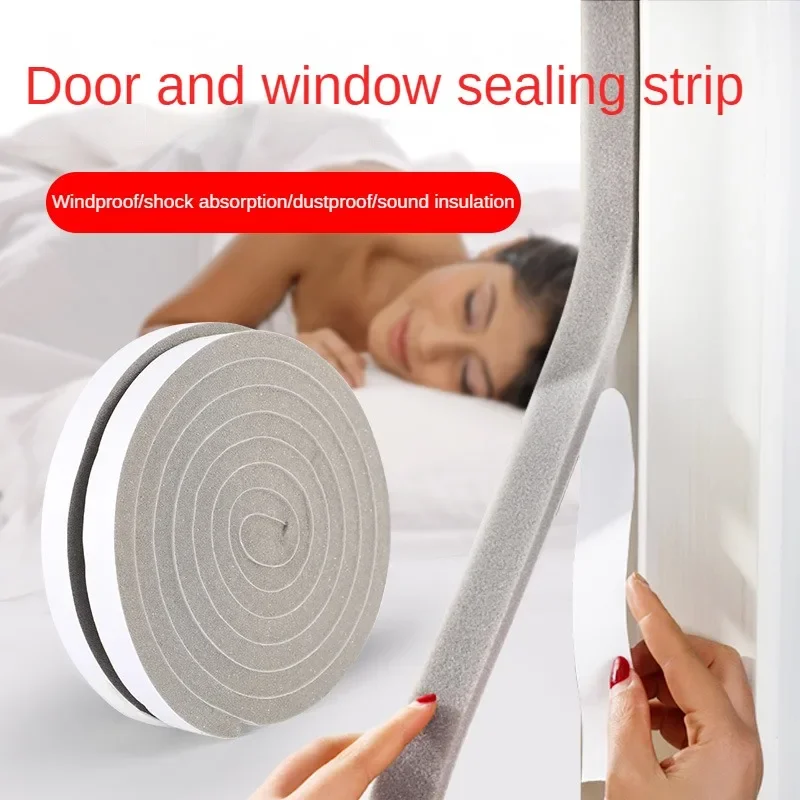 2M/4M PU Sponge Foam Seal Strip Tape Adhesive Anti Collision Soundproof Weather Stripping for Doors Windows Furniture Protection