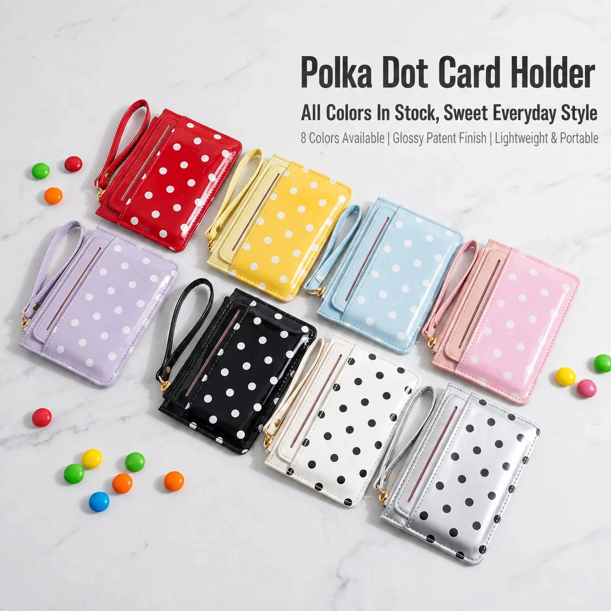 Slim Card Slot Case - Portmonetka damska z ekoskóry PU, mini