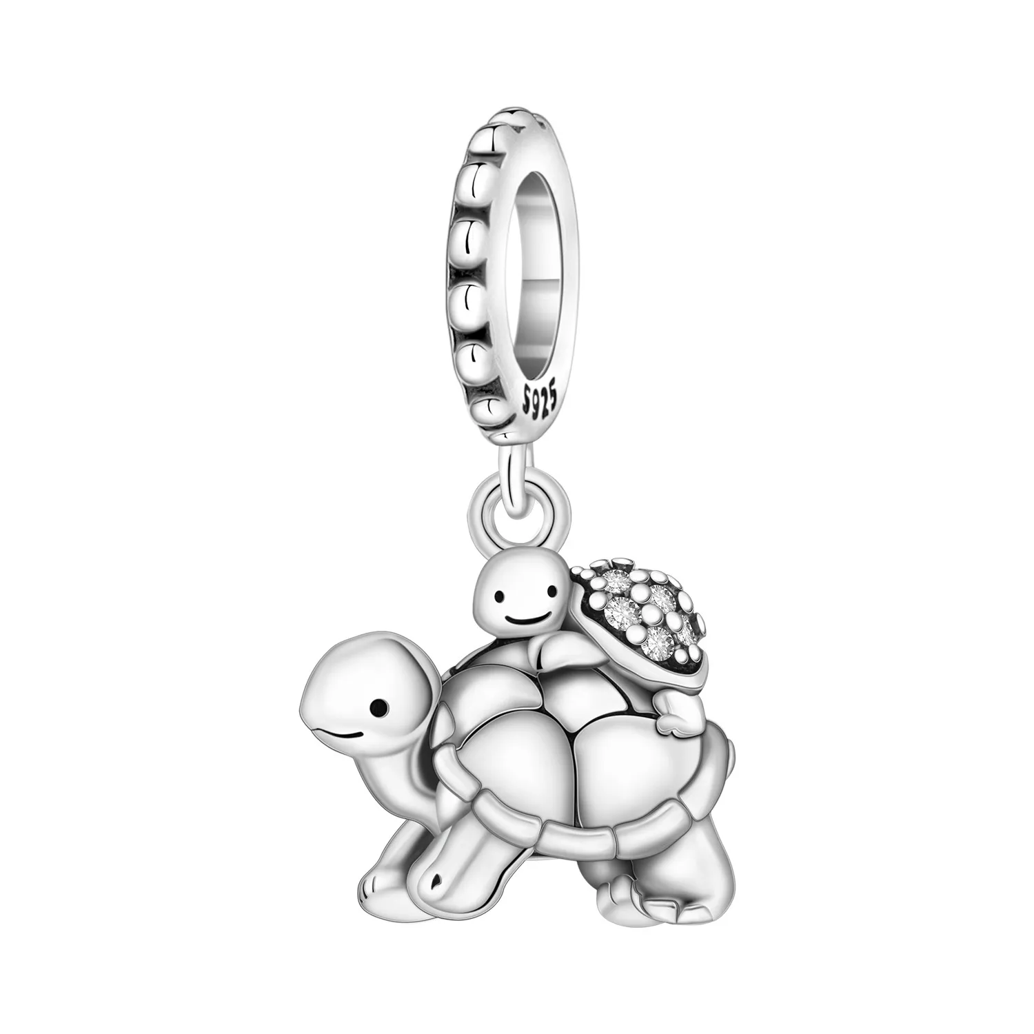 PANPOKI Dijes de Plata de Ley 925 con Forma de Tortuga Madre e Hijo, Abalorios Colgantes para Pulseras y Collares DIY, Joyería, Regalos y Souvenirs