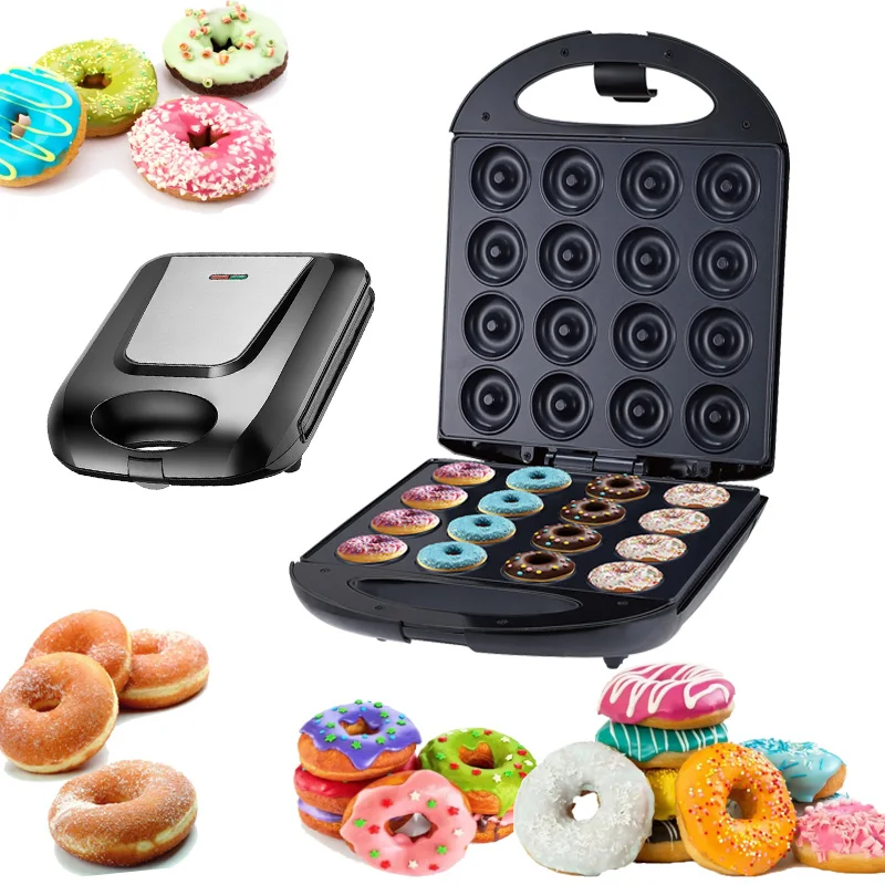 1400W 16 Caves Donut Machine Non Stick Double-Sides Heating Breakfast Cake Bread Waffle Electric Baking Maker