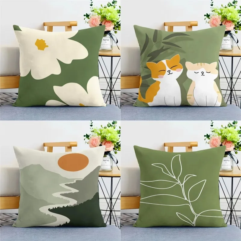 Green Small Fresh Pillowcase Dormitory Decoration Office Living Room Home Pillowcase