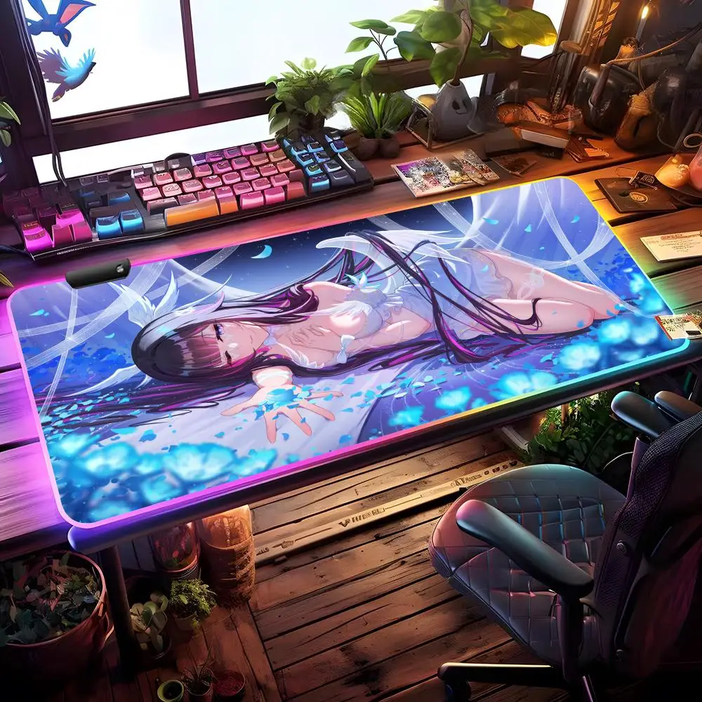 

Милый коврик для мыши с изображением Колумбины, RGB-подсветка, игровой коврик для стола, HD, большой, с LED-подсветкой, XXL