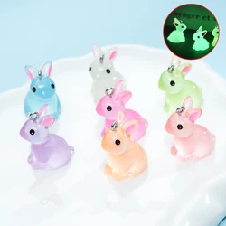 10pcs Cute Rabbit Resin Charms 3D Luminous Animal Pendants for DIY Jewelry Making Accessories Handmade Earring Necklace